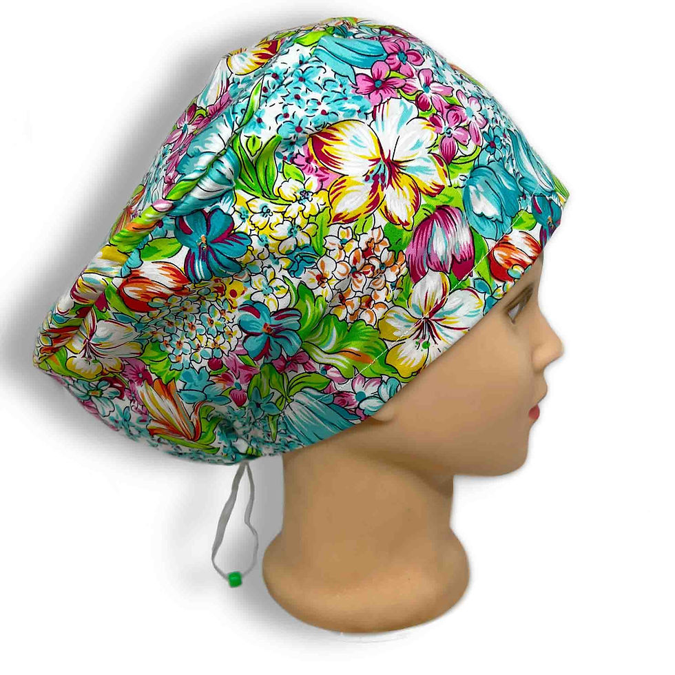 Thumbnail: Bright Blue Floral Scrub Cap