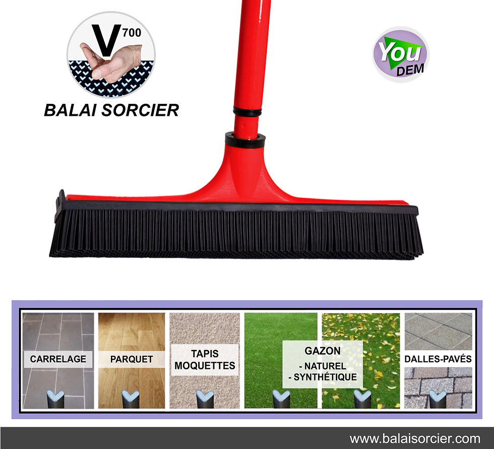 Miniature : Balai SORCIER caoutchouc synthétique picot V ; Balai coiffeur amélioré UNIK new INNOVATIONS