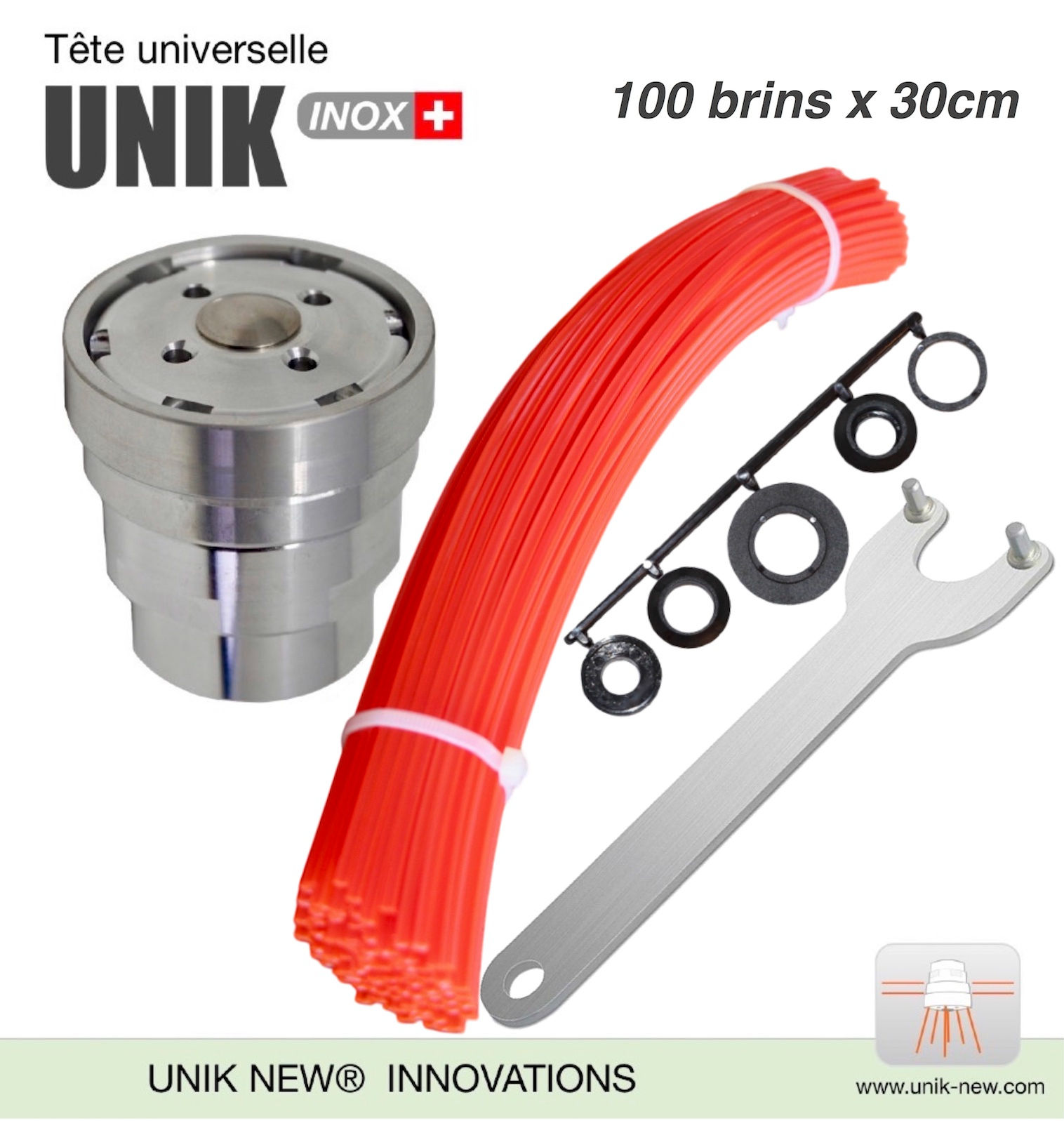 Kit Promo Tête UNIK. Tête de coupe universelle 5 Fonctions débroussailleuse thermique fil 3mm carré professionnel UNIK new