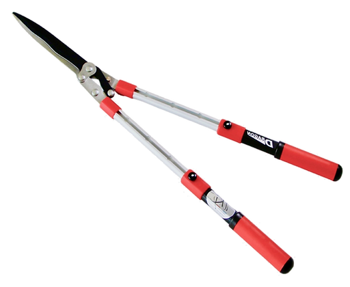 Taille-haie cisaille télescopique à lame profilée en acier carbure. Cadre en aluminium profilé renforcé. Manches télescopiques à crans. UNIK DRAGON PRO T7000