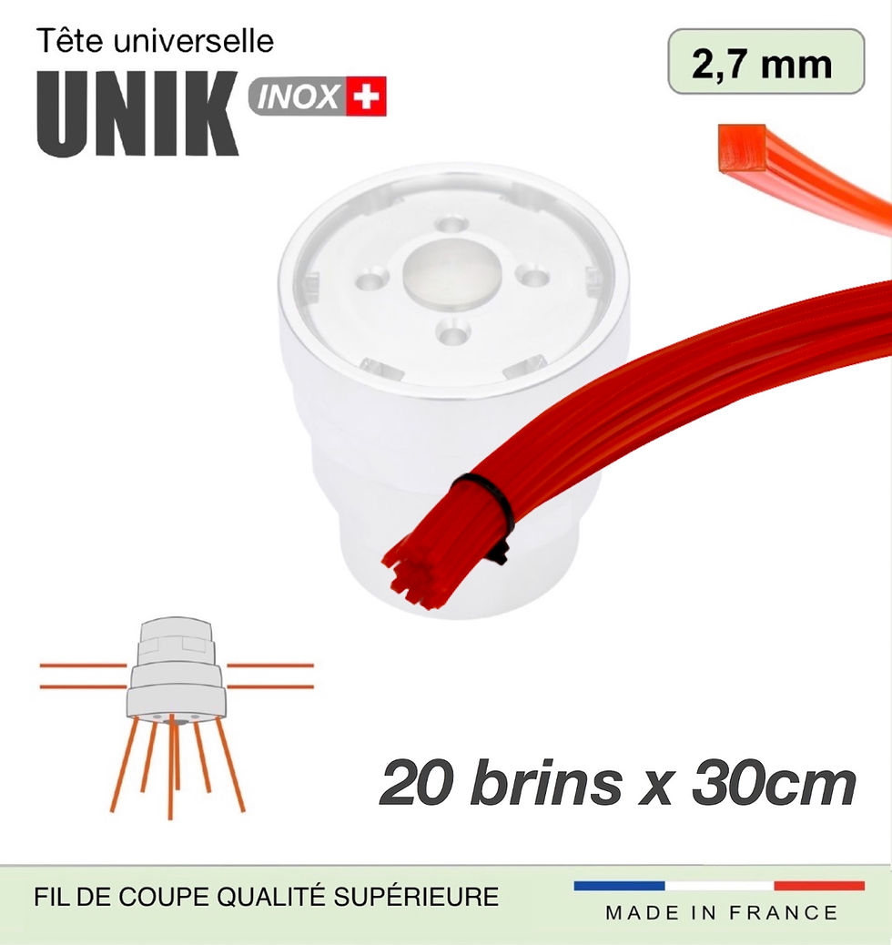 Miniature : Brosse de désherbage Tête UNIK inox. Tête de débroussailleuse universelle Fil débroussailleuse professionnel UNIK new