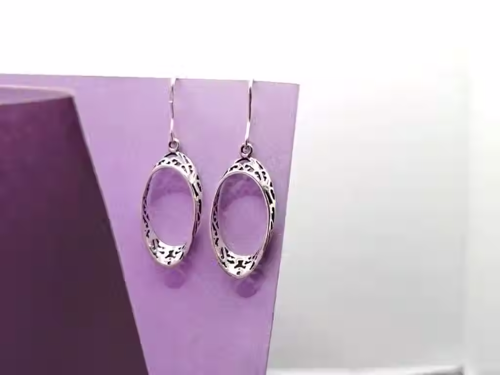 Heritage Oval Silver Earrings