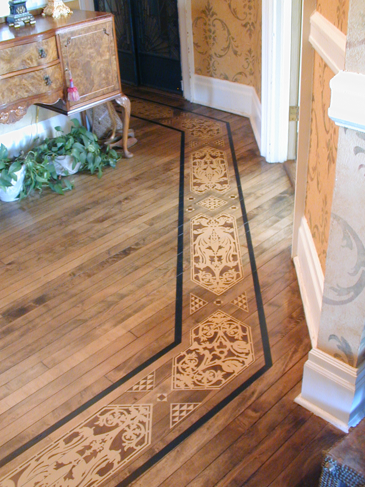 Stencilled floor and walls