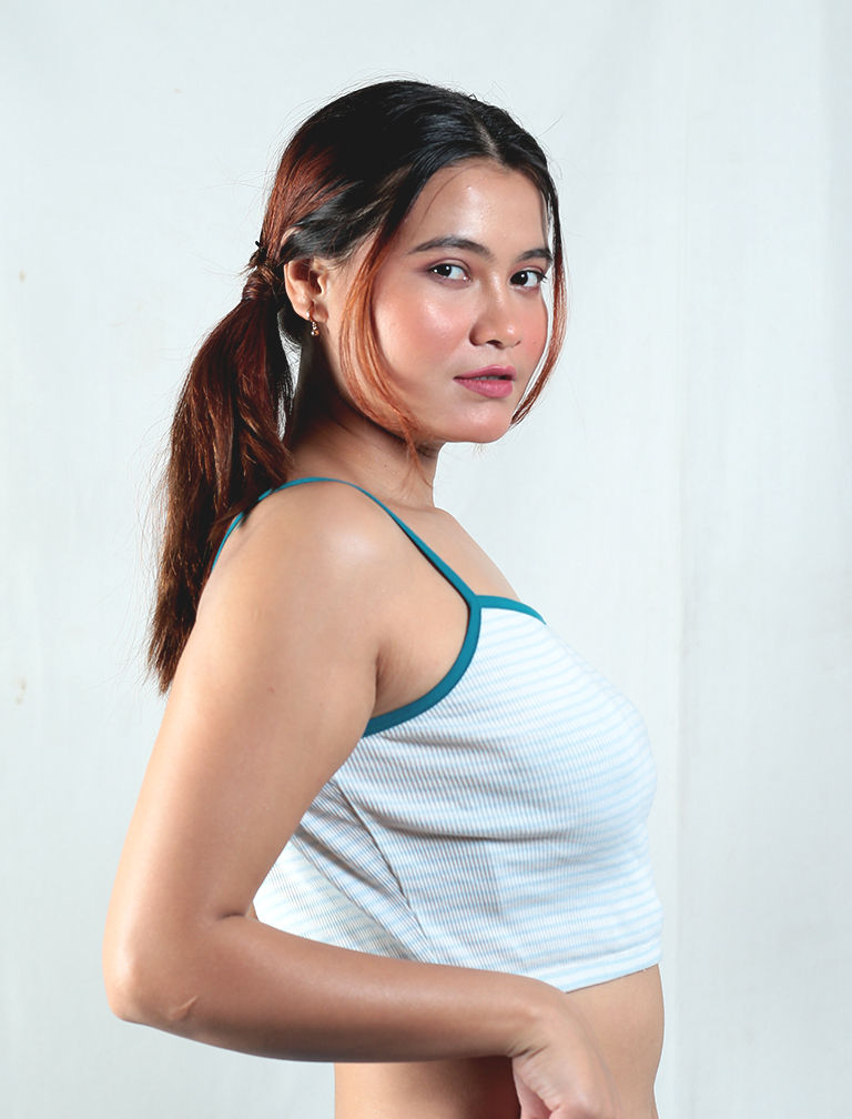 Thumbnail: Bluebells Striped Spaghetti Crop Top