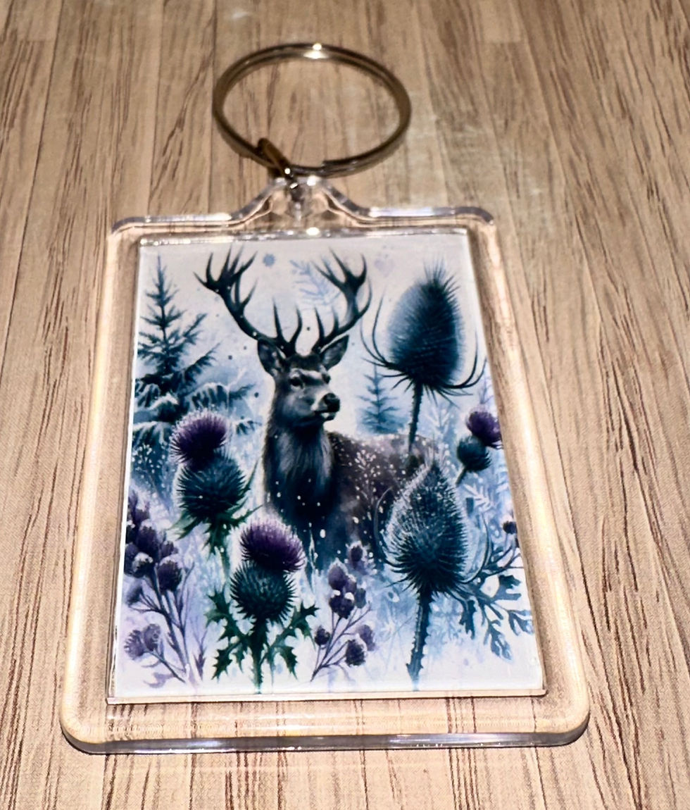Thumbnail: Watercolour stage purple thistle double sided keyring