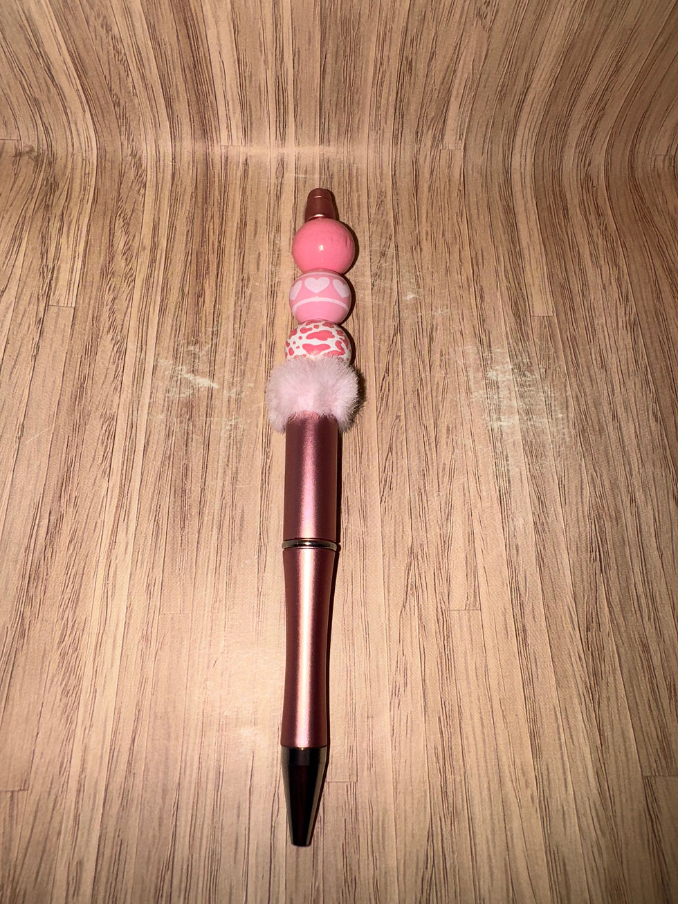 pink fluffy beaded pen