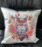 colourful owl cushion