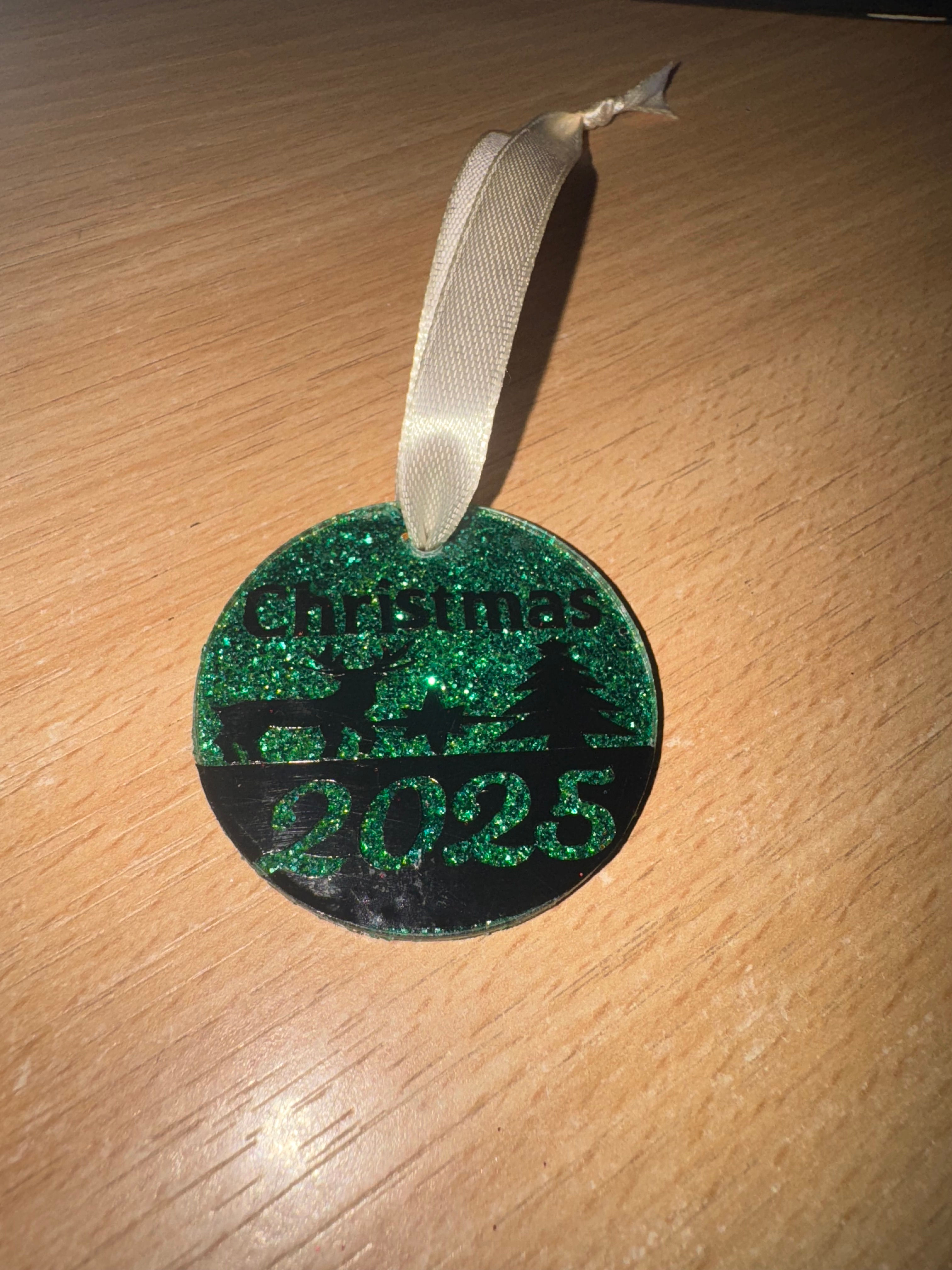 2025 Christmas glitter bauble, Christmas tree decoration