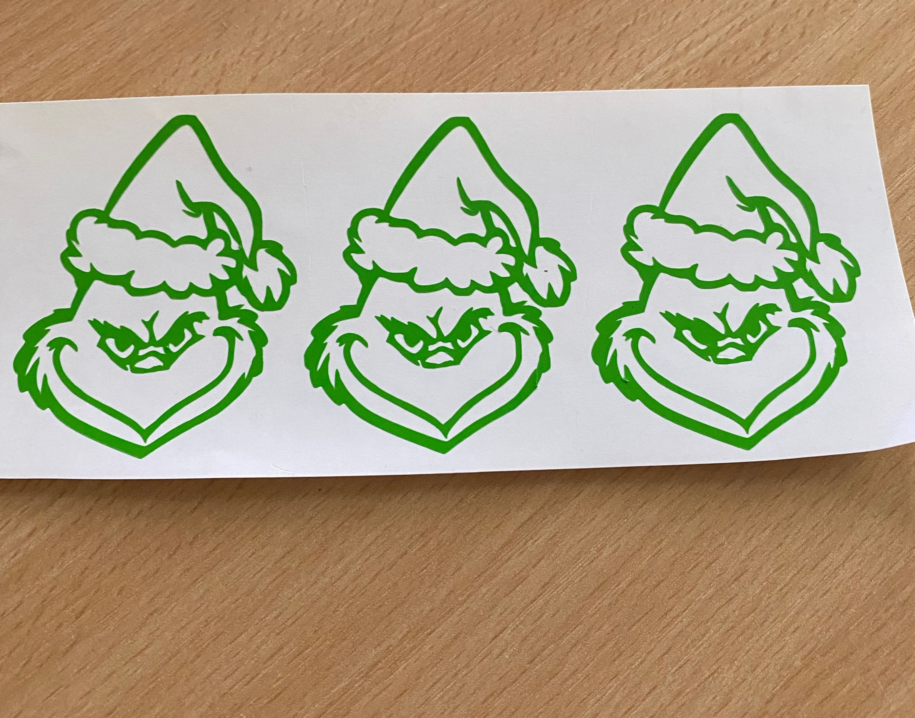 3 Grinch Santa Decal Wine Glass Mug Bottle Bauble Decoration Vinyl Sticker