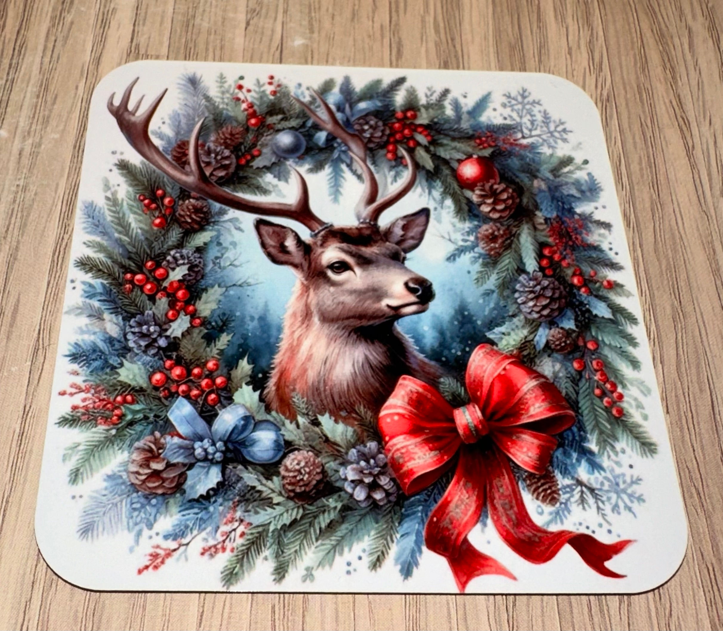 Winter stag reef drinks coaster