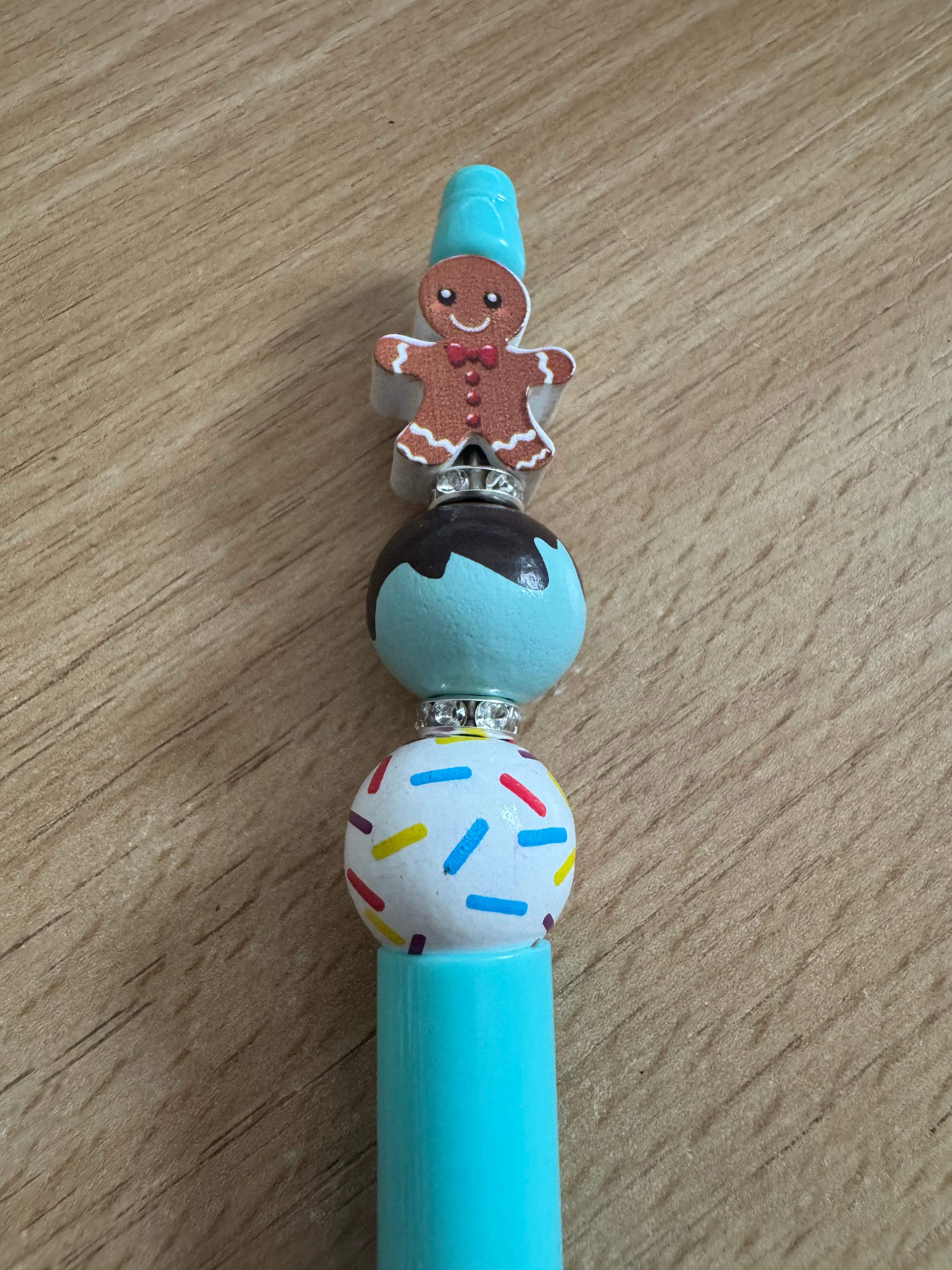 Gingerbread sprinkle beaded pen, novelty pen