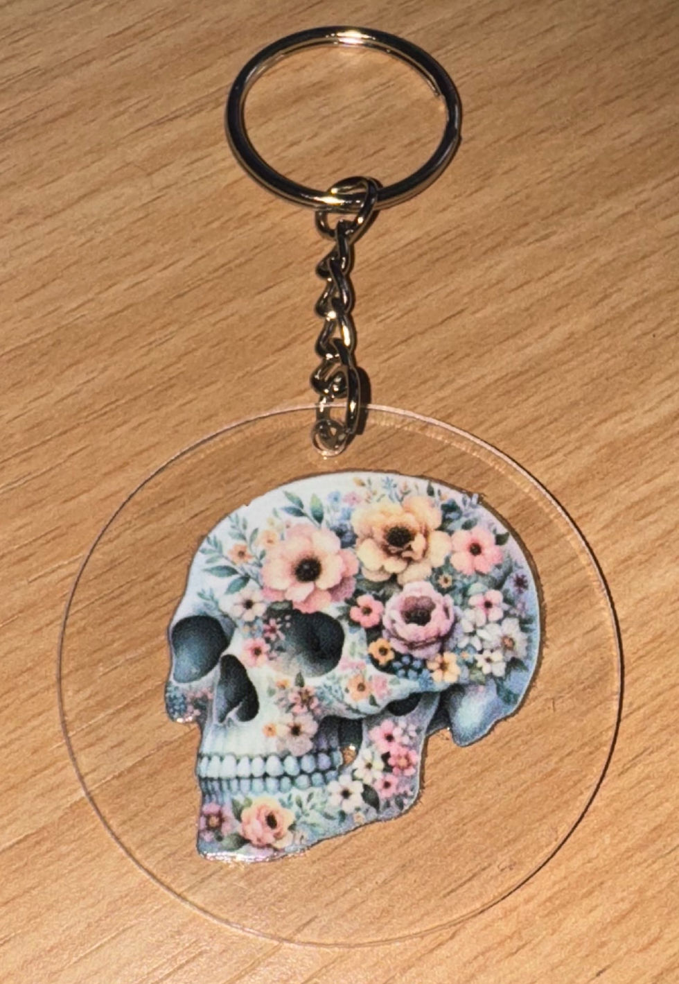 Thumbnail: Floral candy skull keyring