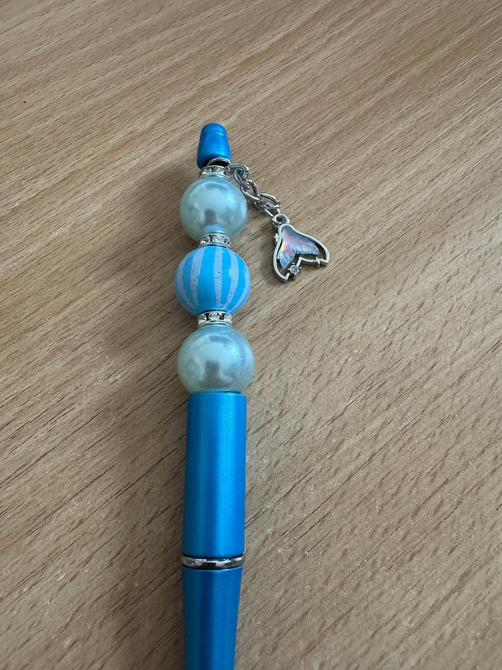 Blue sparkle mermaid beaded pen