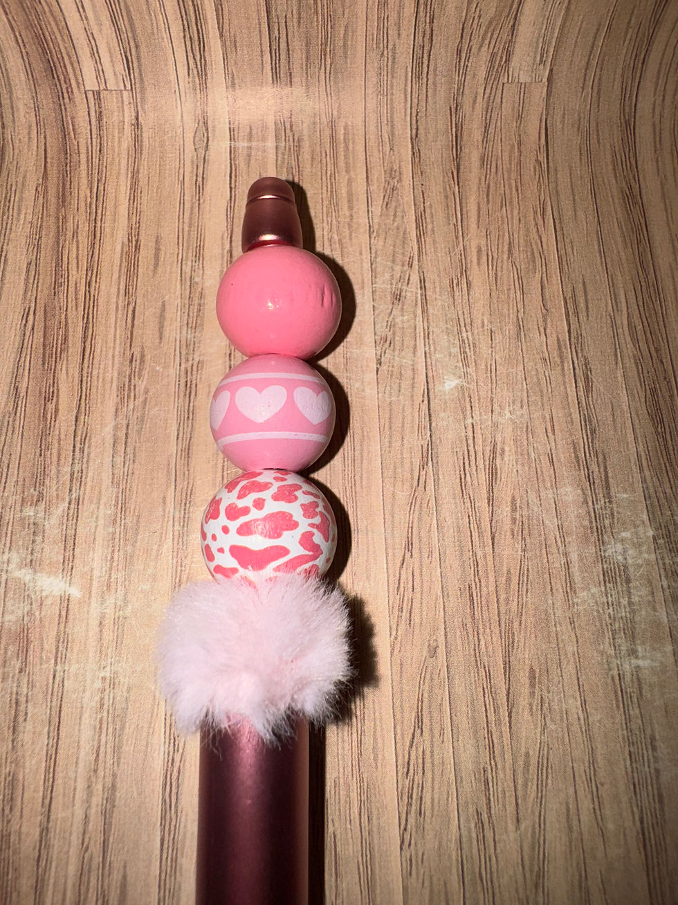 pink fluffy beaded pen