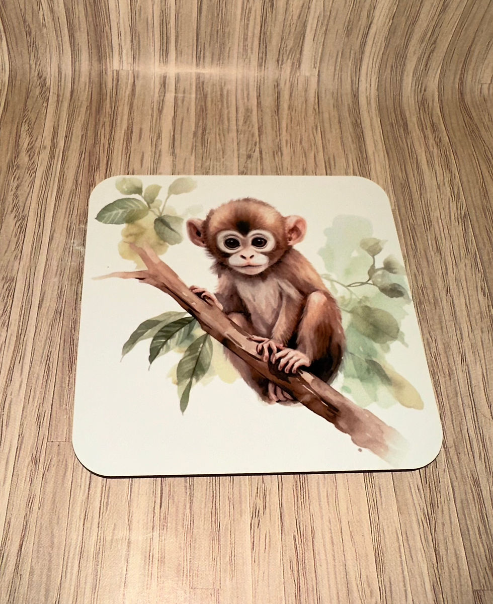 Cheeky monkey tree drinks coaster, monkey gift