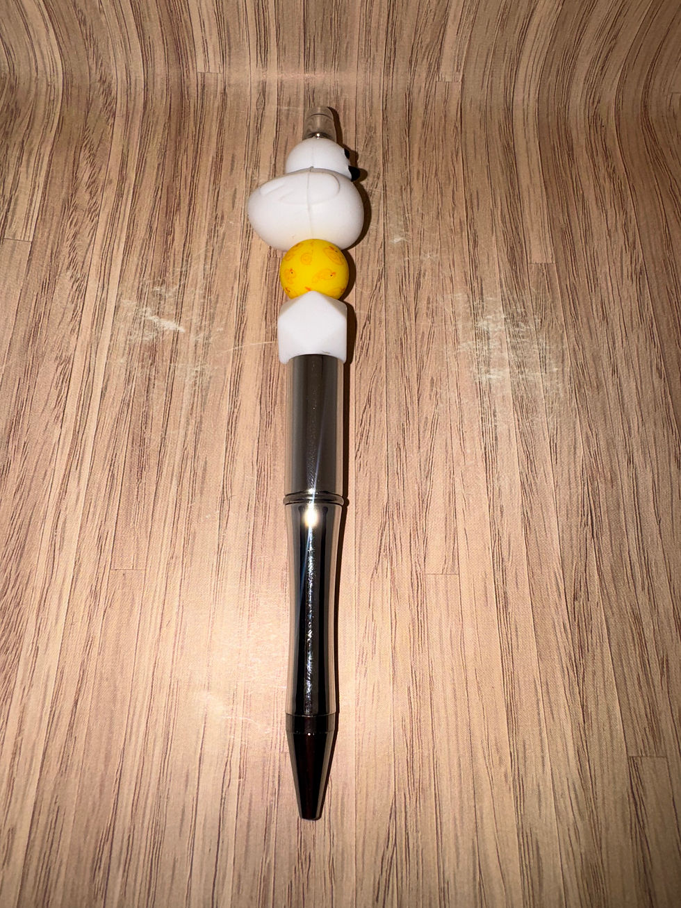 White duck beaded pen