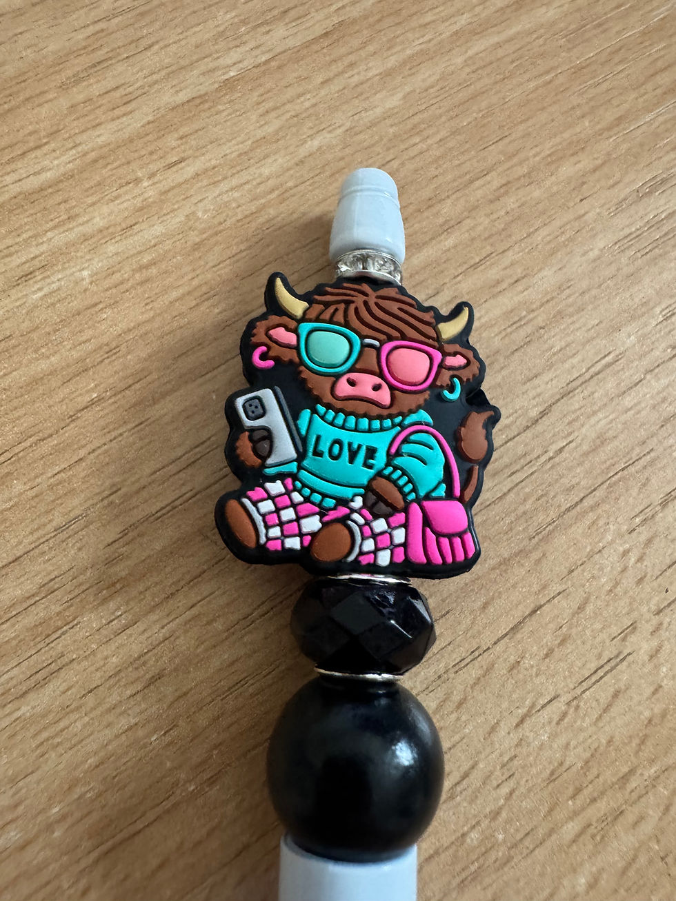 Highland cow charm, sunglasses, "LOVE" sweater