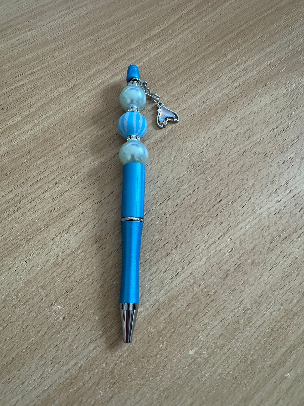 Blue sparkle mermaid beaded pen