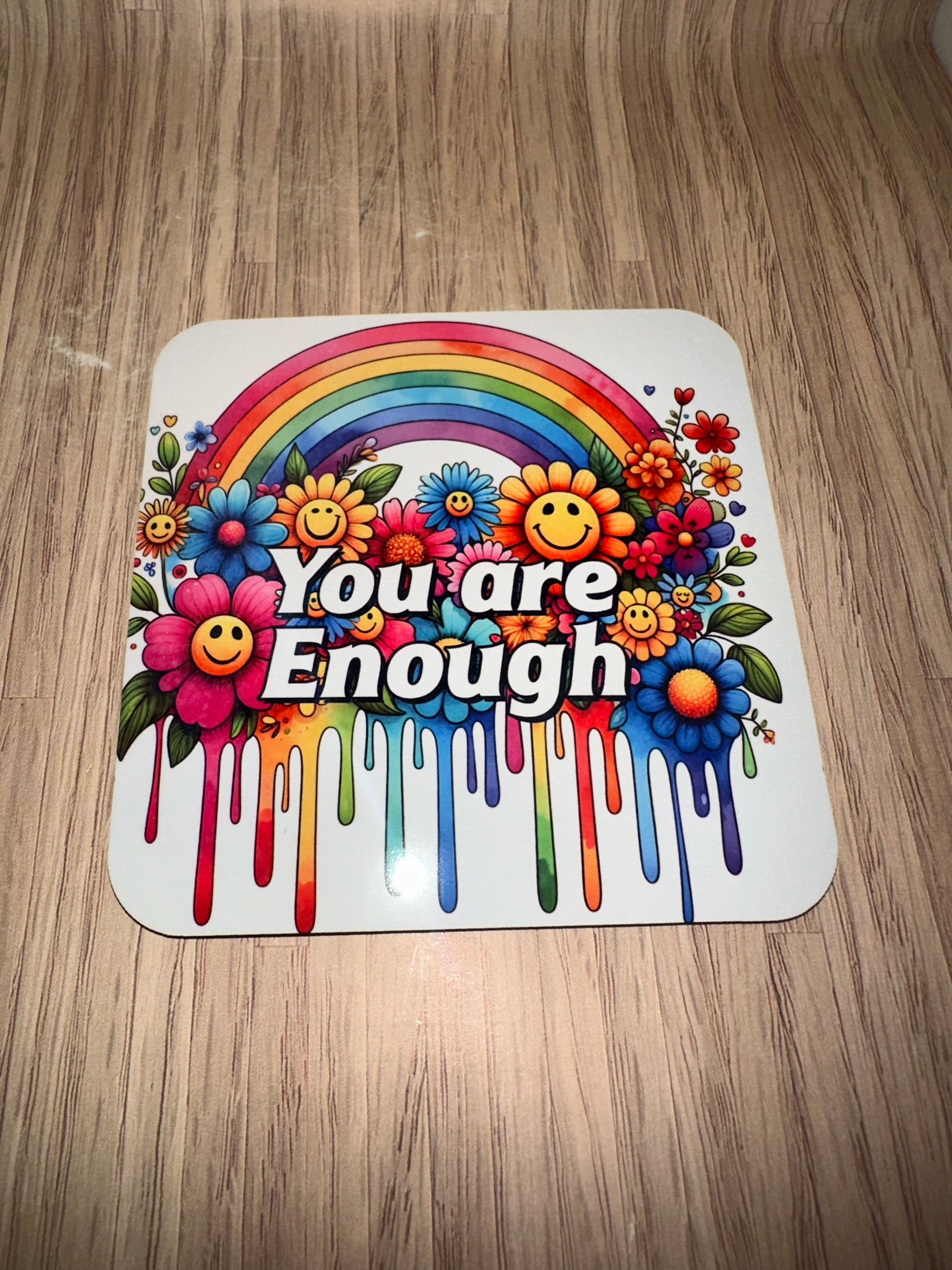 You are enough rainbow drinks coaster