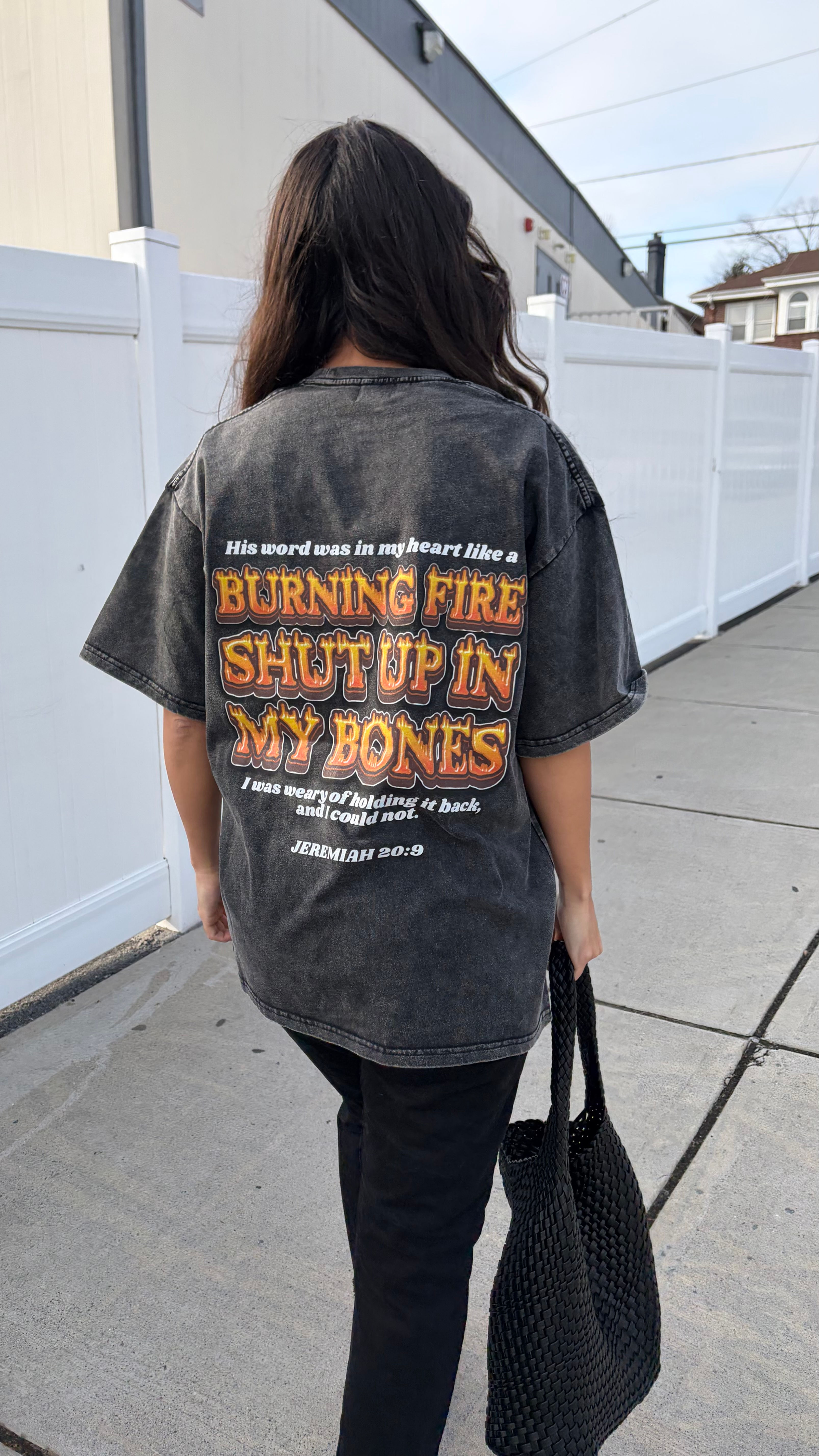 Jeremiah 20:9 Black Snow Washed Oversized T-Shirt