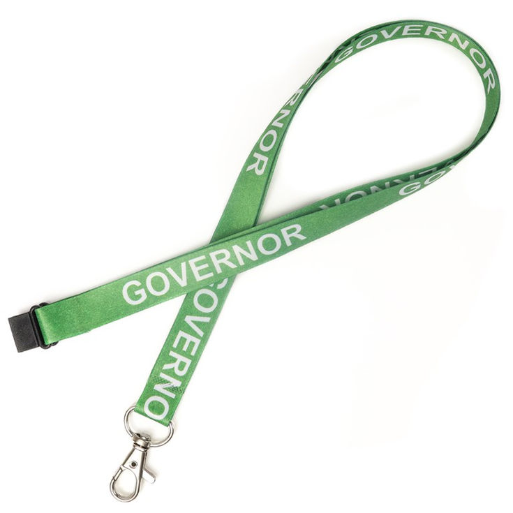 An image of a custom made lanyard printed in bright colours