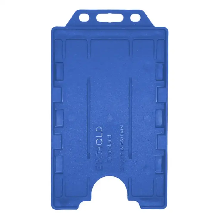 A dual sided Evohold badge holder in portrait orientation