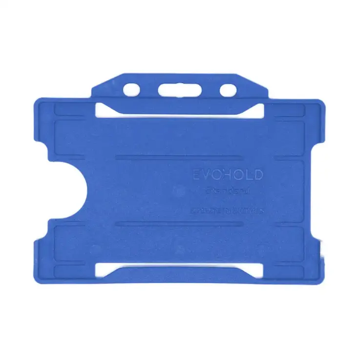 A landscape Evohold ID badge holder that holds 1 card