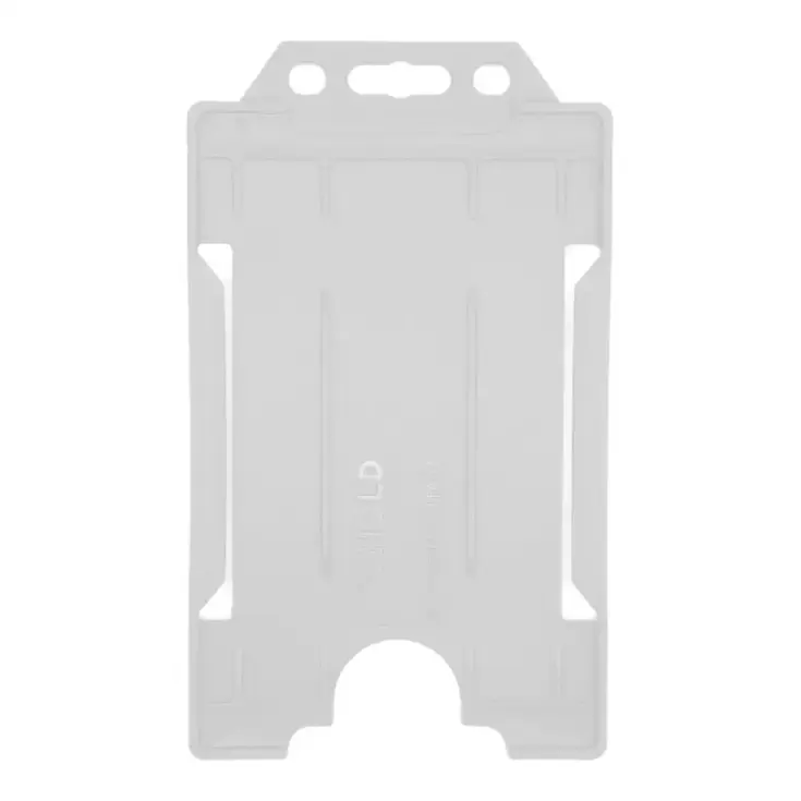 An Evohold a portrait badge holder that holds 1 ID card