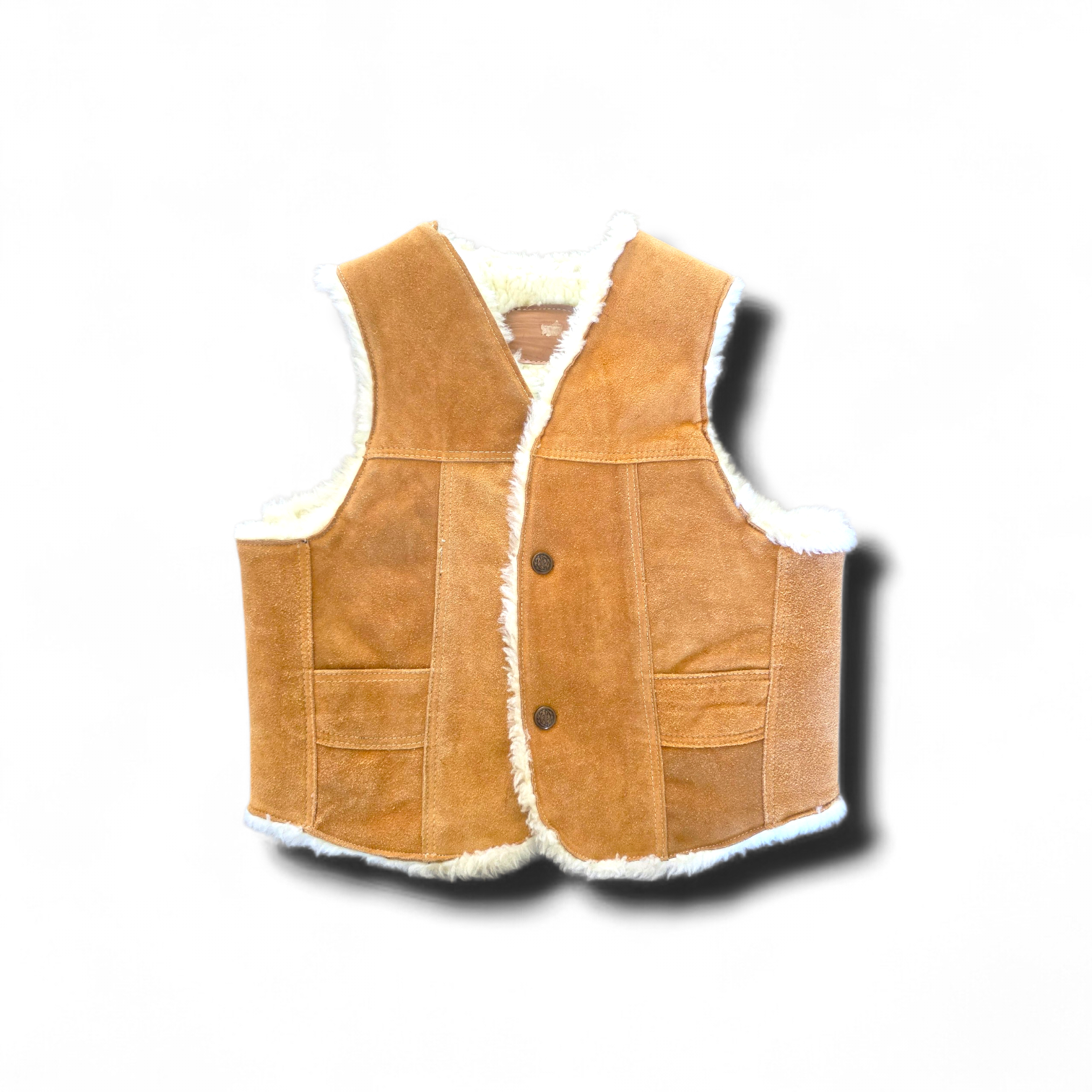 Tan shearling vest
