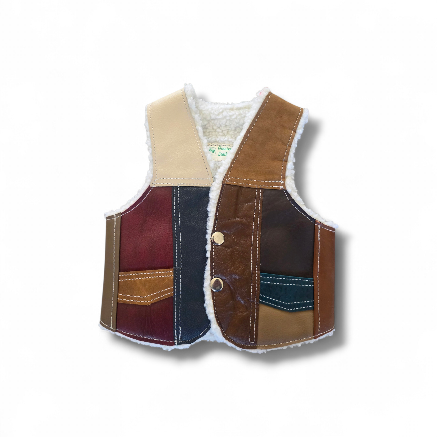 Patchwork shearling vest