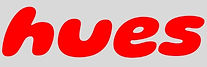 hues logo red on grey