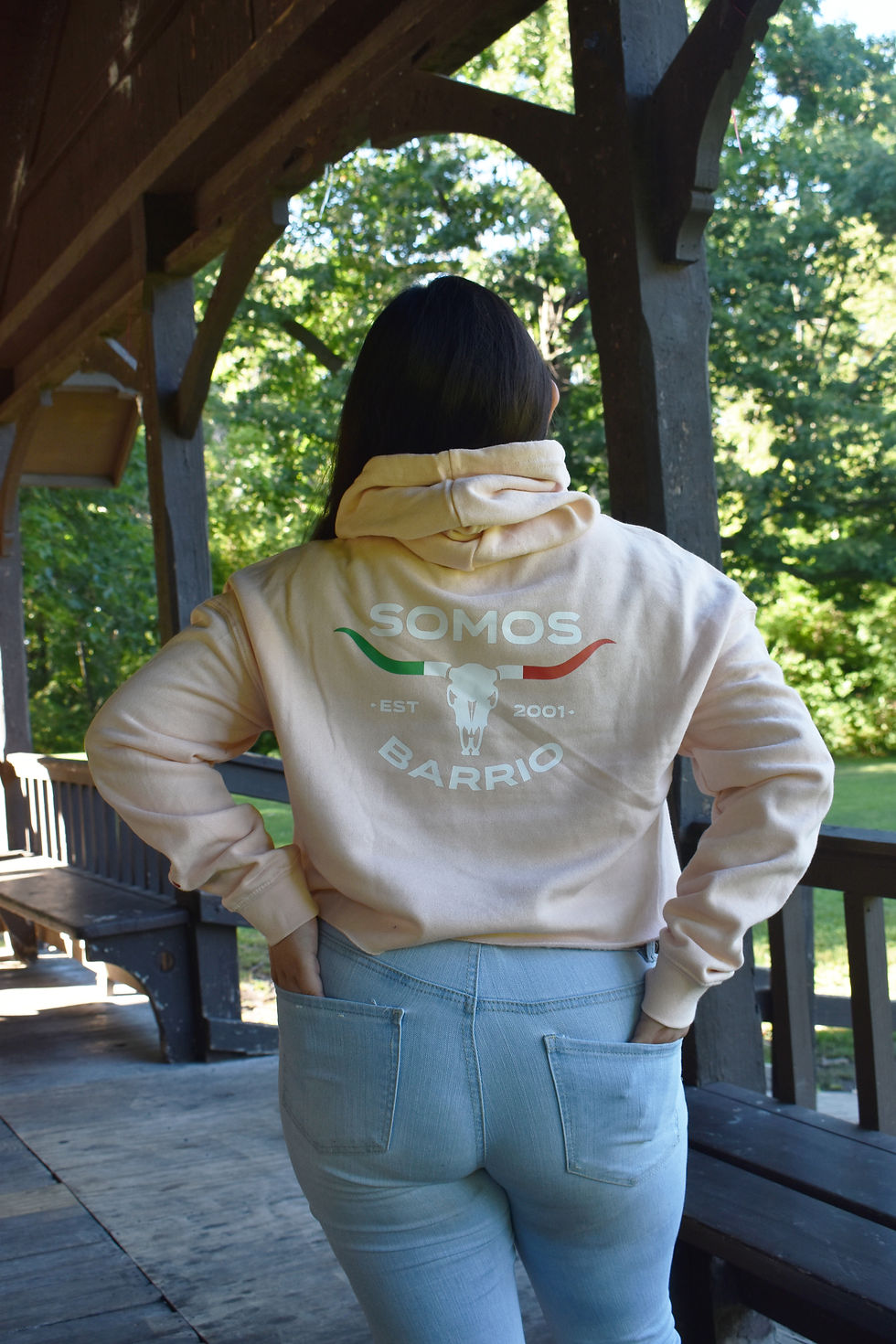 Thumbnail: Somos Barrio Crop Hooded Sweatshirt