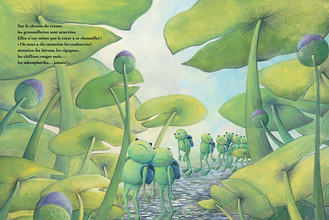 Lucie Fiore Illustration la leçon des grenouilles yanbow al kitab