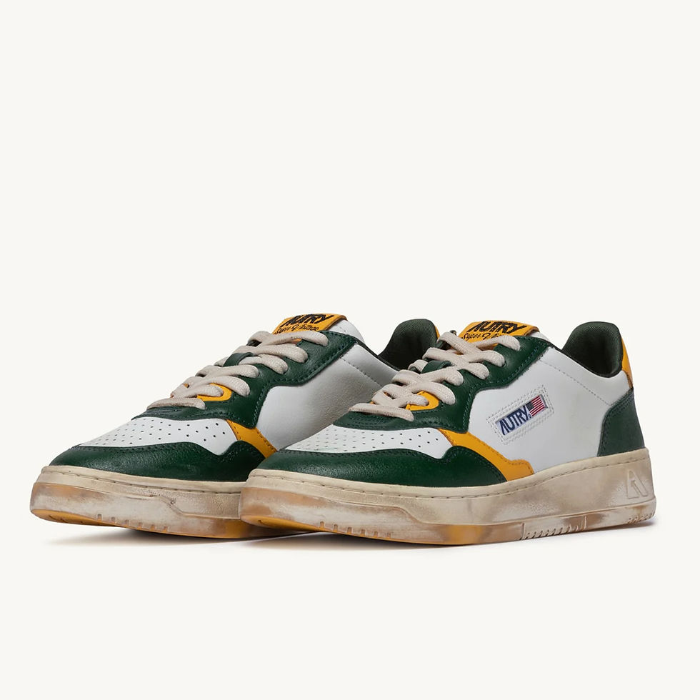 Miniature : AUTRY Sneakers Super Vintage cuir blanc vert jaune