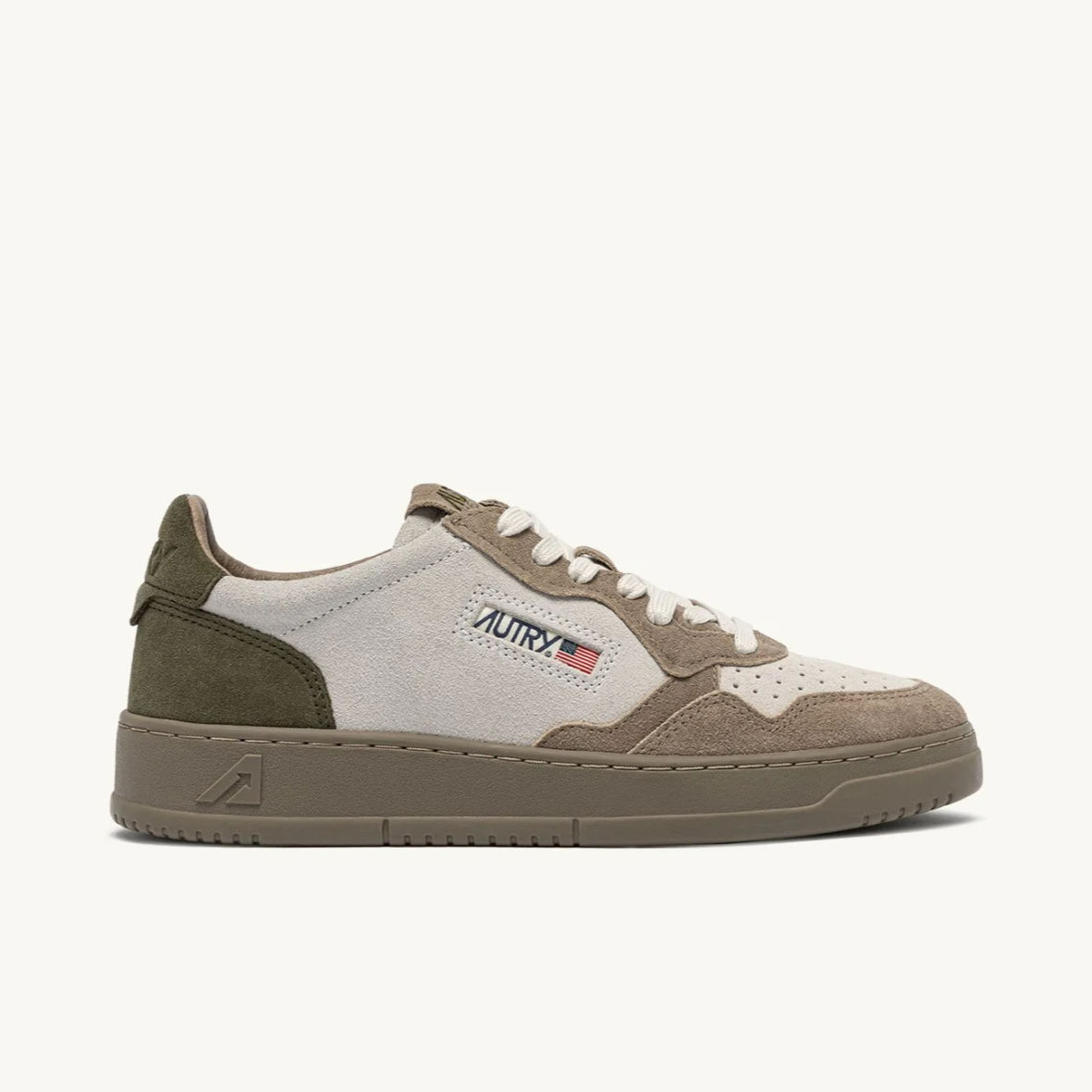 AUTRY Sneakers Medalist daim beige et kaki