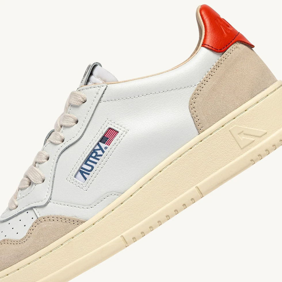 Miniature : AUTRY Sneakers Medalist cuir et daim blanc et orange