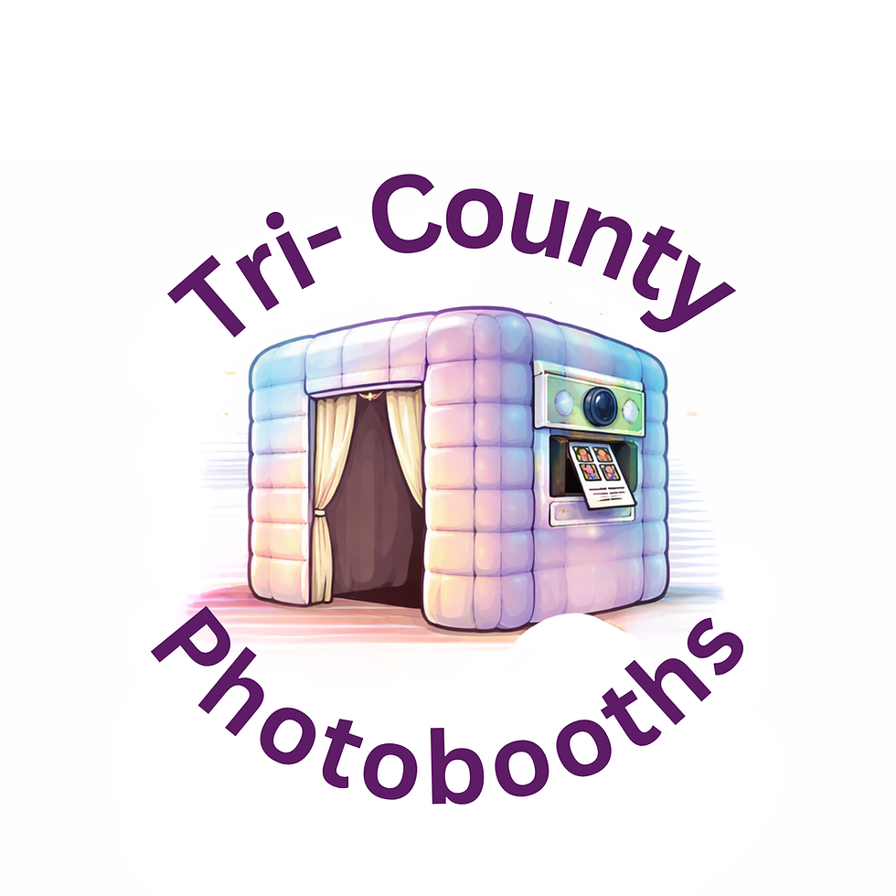 Tri-County Photobooths logo with inflatable booth