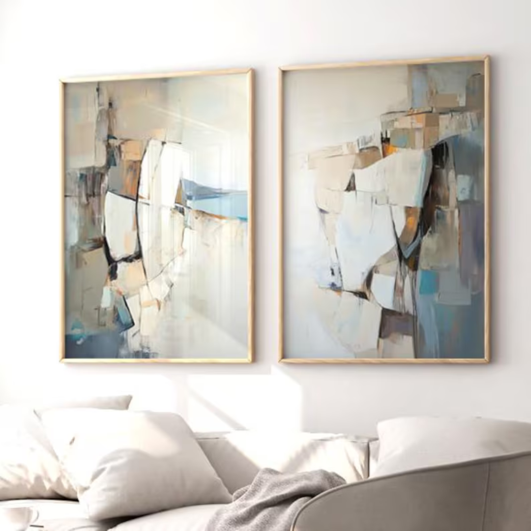 Celeste y Beige - Arte Abstracto