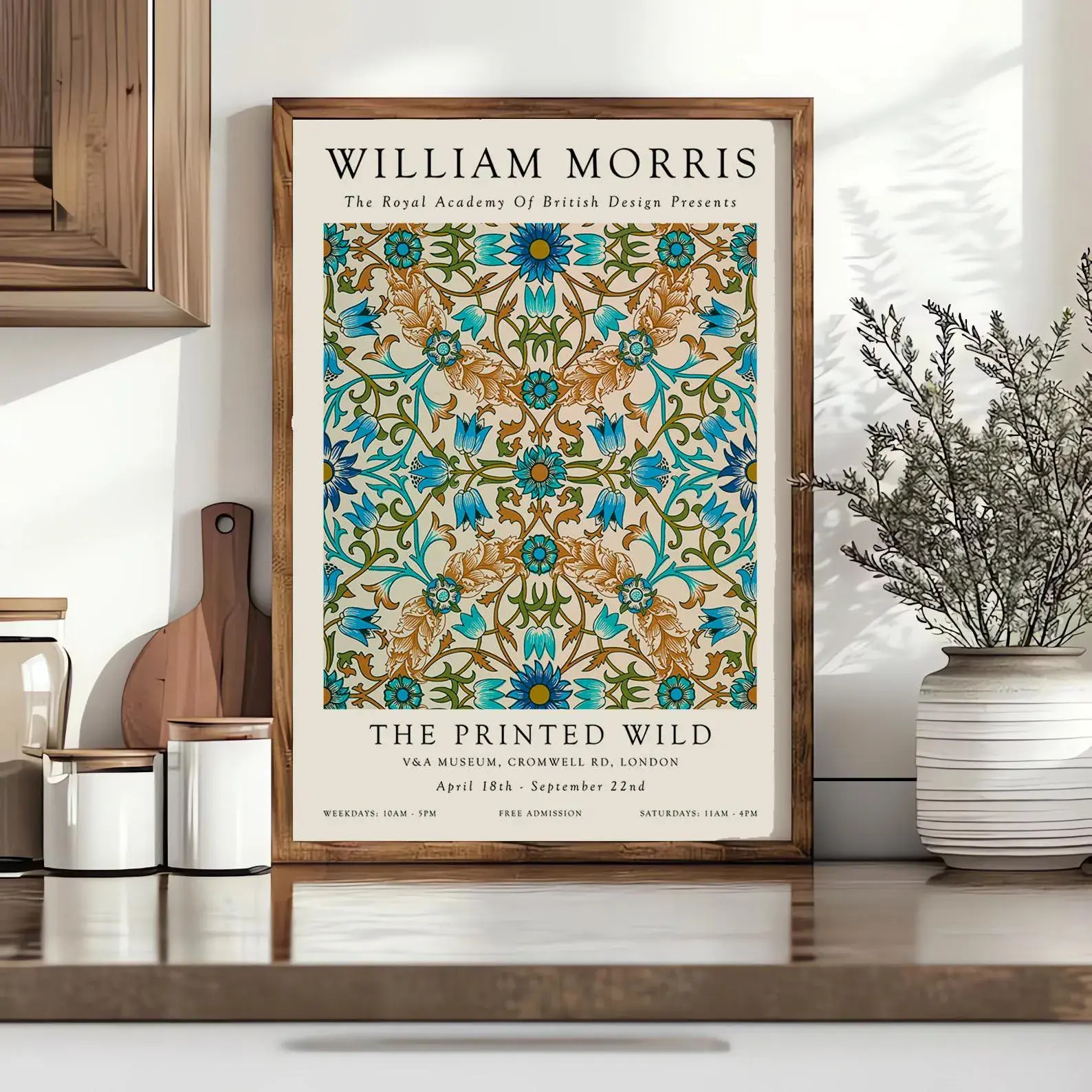 William Morris - Estampado Turquesa y Naranja