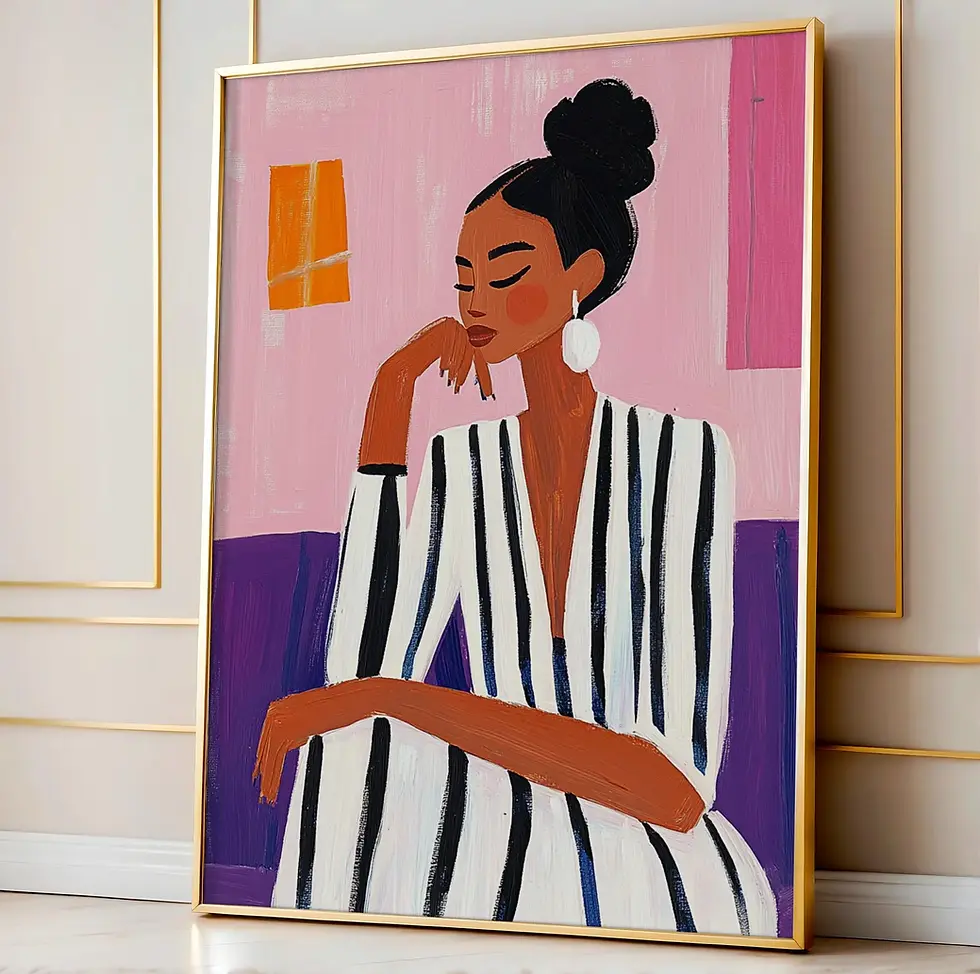 Mujer a Rayas Rosa y Morado