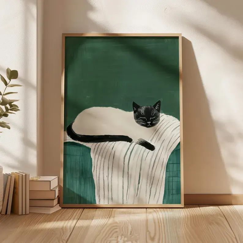 Siesta Gatuna - Gato Blanco y Negro