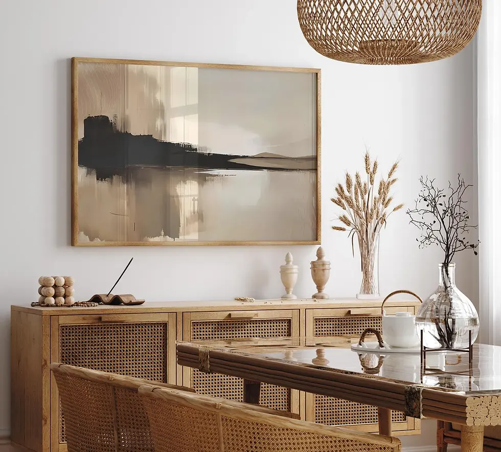Miniatura: Arte Abstracto Horizontal Beige y Negro