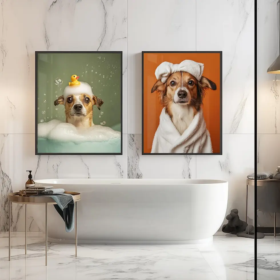 Miniatura: Retrato Personalizado de Mascota Estilo Realista - Baño