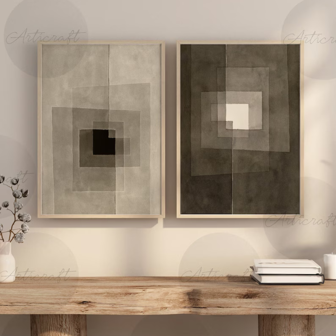Arte Abstracto Gris y Negro Acuarela