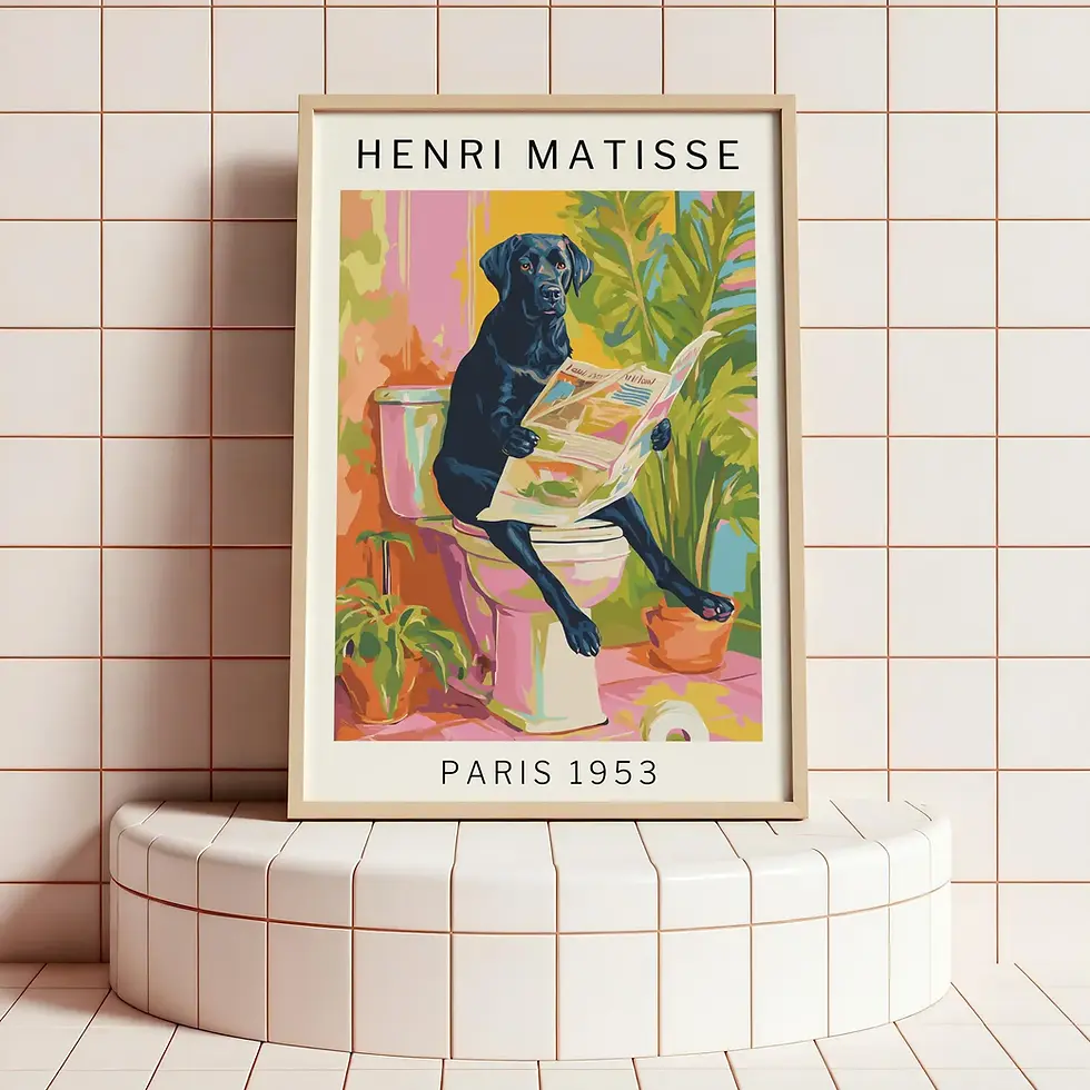 Miniatura: Retrato de Mascota Estilo Matisse - Baño