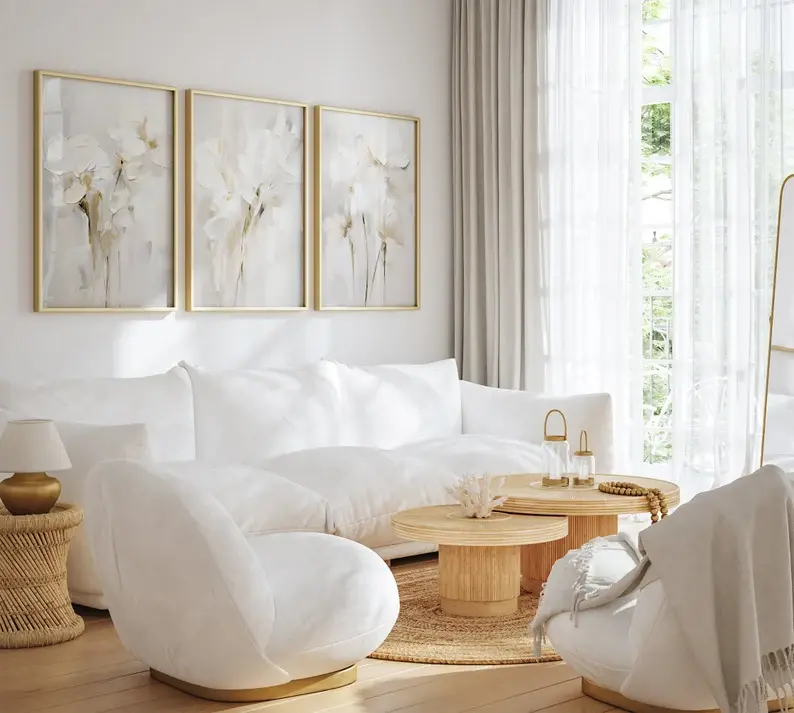 Miniatura: Flores Abstractas Oleo - Beige