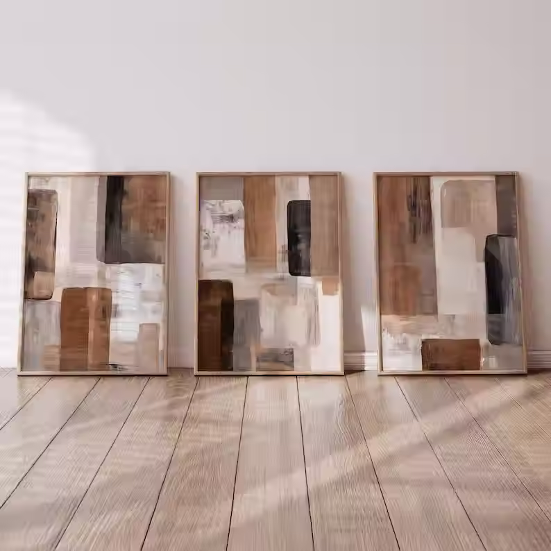 Miniatura: Arte Abstracto Neutro Negro Marrón Beige