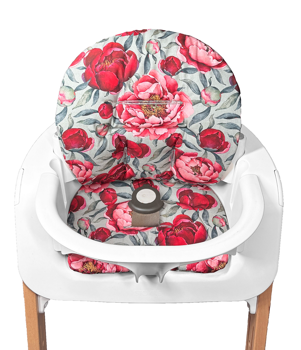 Kissen Stokke Steps grün rot Rose pfingstrose blumen
