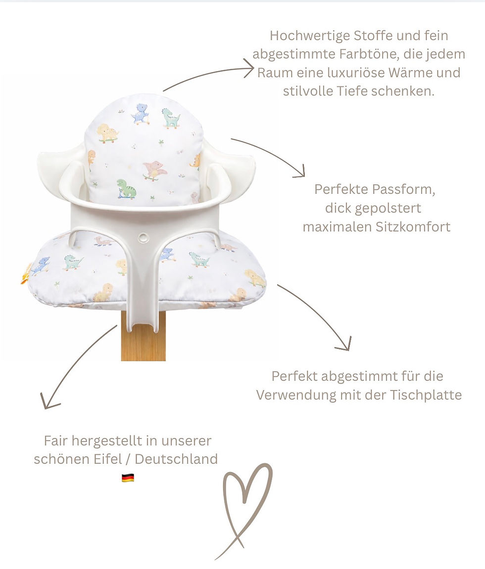 Thumbnail: Sitzkissen Set für Stokke Nomi Stuhl weiß dino blau grün beige
