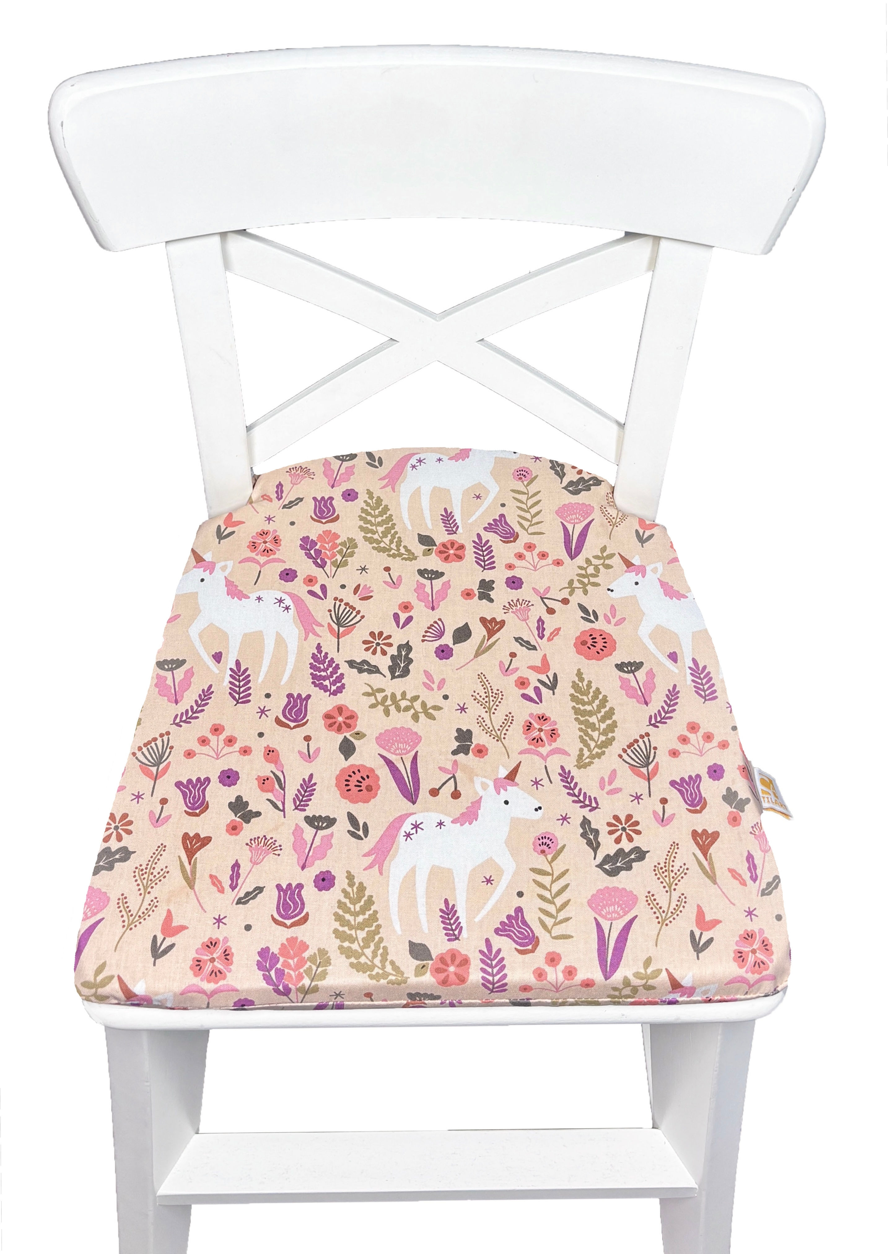 Ikea Ingolf Agam Kinderstuhl Sitzkissen Einhorn rosa peach blausberg hamburg